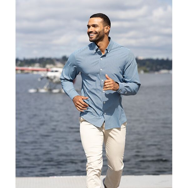 Cutter & Buck Skyline Epic Confidence Recycled Gingham Mens Big & Tall Long Sleeve Dress Shirt Thumbnail